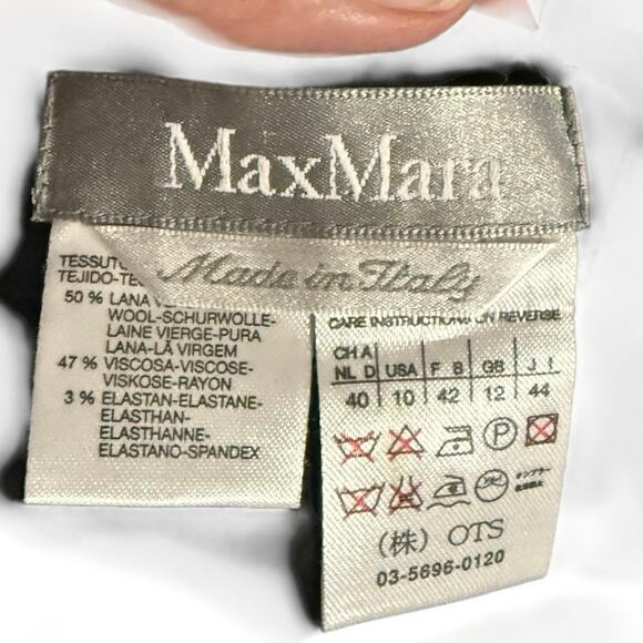 MaxMara Black Wool Blend Pencil Skirt  - 10 - Picture 3 of 3